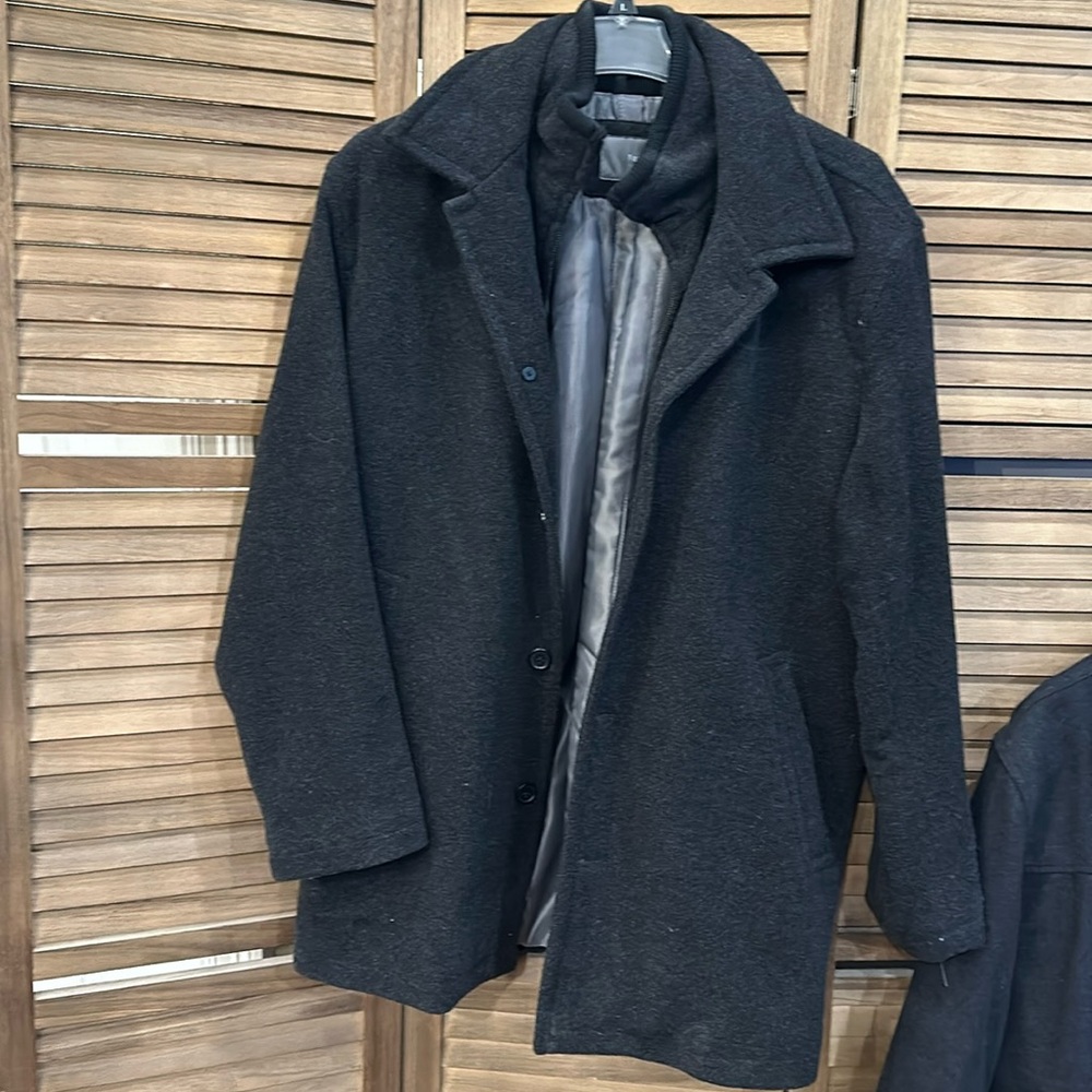 Apt 9 Black Wool Blend Car Coat Jacket Zipper Plus Button Close Stand Collar L